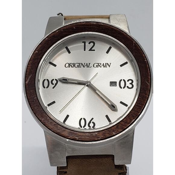 Original Grain Men's Steel Wood Watch 47mm Barrel - Picture 1 of 10